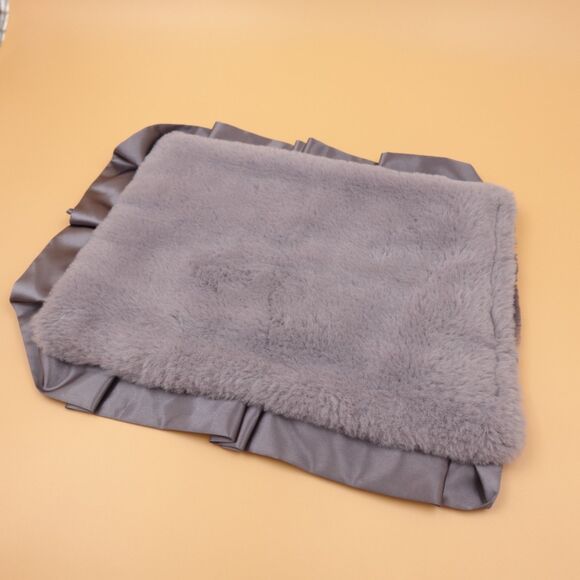 Blankets by Brian Lovey Minky Mini Blanket Gray 15"×13.5" Satin Ruffle - Picture 5 of 10
